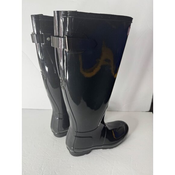 NEW Hunter Original Back Adjustable Gloss Rain Boots Black EU 36 US 5 UK 3 - Picture 7 of 8